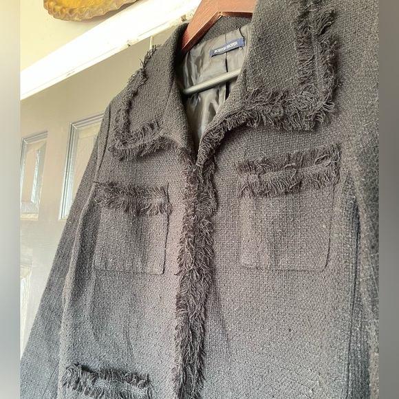 Boston Proper Tweed Black Long Jacket size M - Picture 3 of 12